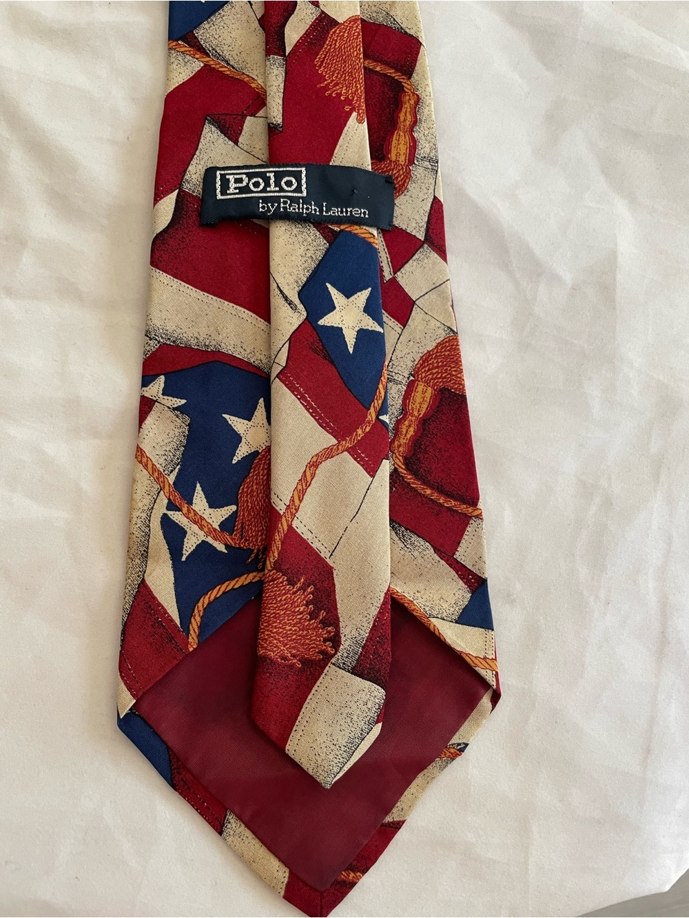 Vintage Ralph Lauren American Flag Tie Handmade USA Patriotic 100% Silk - Picture 5 of 6